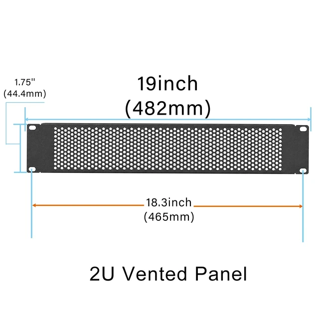 Alt view image 3 of 7 - 2U Vented Panel, 19'' Rack Mount Blank Rack Venting Panel 2 Pack | Thickened Steel, Scratch-resistant, Vented Airflow Design, Powder Coated, Fits Standard Server Racks and Cabinets
