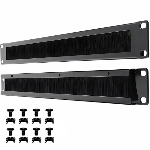 Main image of 1U Brush Panel Rack Mount Cable Management19In Black 2-Pack | Rackmount or Wall Mount Brush Panel 1Ubrush panel rack mount