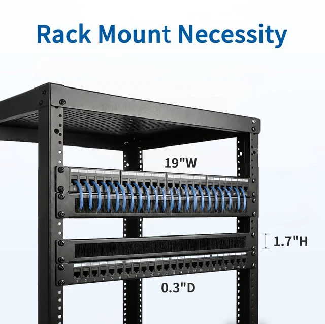 Alt view image 3 of 7 - 1U Brush Panel Rack Mount Cable Management19In Black 2-Pack | Rackmount or Wall Mount Brush Panel 1Ubrush panel rack mount