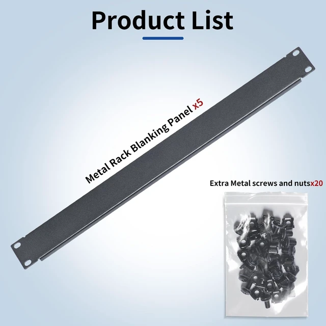 Alt view image 2 of 7 - 1U Blank Panel, Screw-Mount Stable & Durable, Heavy-Duty Cold Rolled Steel | German Craftsmanship 19" Rack Filler Panel for Server Network Cabinet, Black 5-Pack