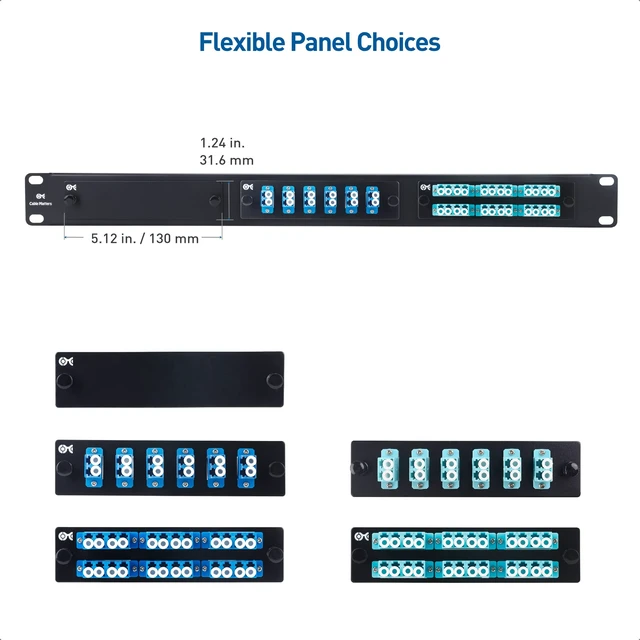 Alt view image 4 of 7 - Rackmount 1U Blank Fiber Patch Panel, Black, 19 inches | LGX Adapter Slots, 1U Rackmount, 19 in Panel, Black Metal Panel, LGX Compatible, Removable Adapter Panels