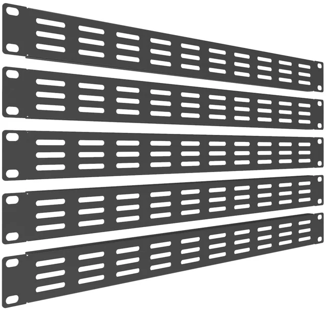 Main image of 5 Pack 1U Vented Blank Panel-Steel Blank Rack Panel Spacer | for 19in Server Rack Cabinet or Enclosure, Black (1U)