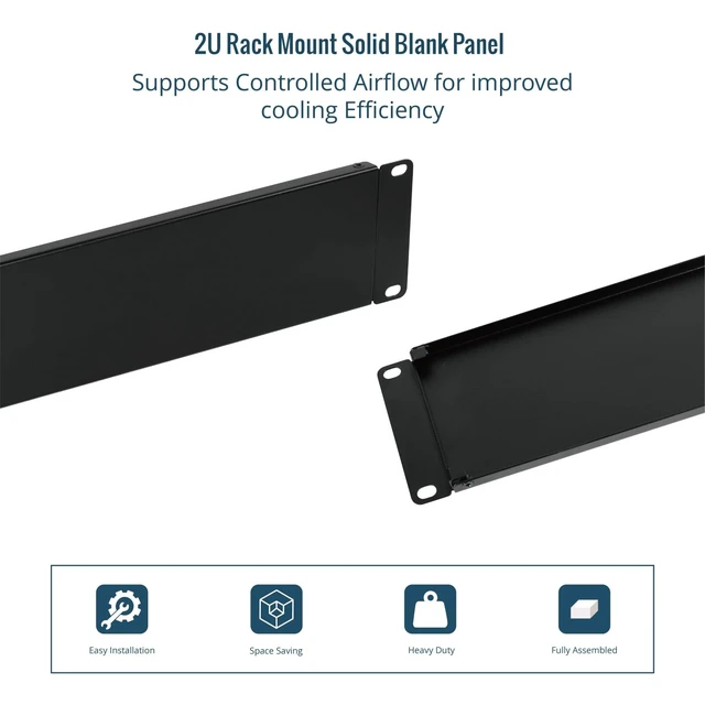 Alt view image 5 of 6 - 2U Rack Blank Panel, Solid Rack Mount Plate for 19in Server Network Rack Enclosure/Cabinet, Black,2 Pack