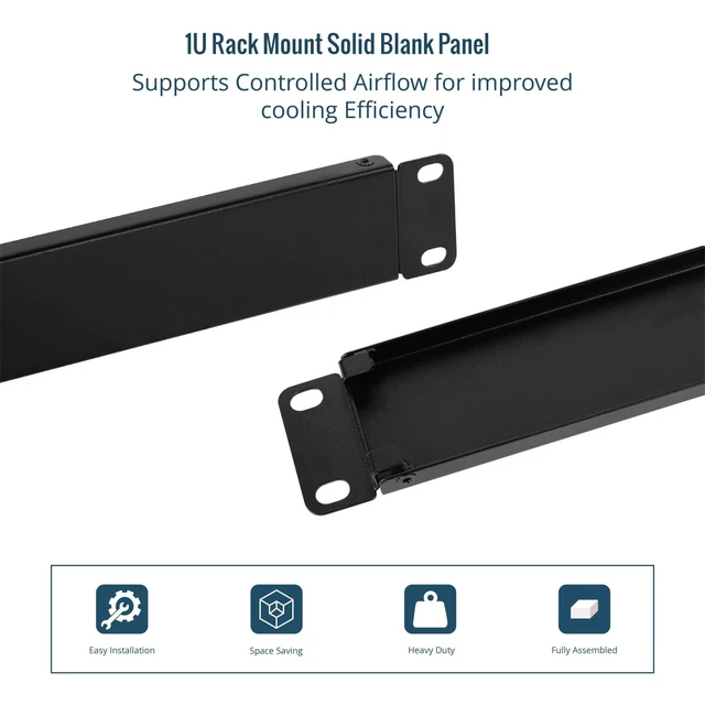 Alt view image 5 of 6 - 1U Rack Blank Panel, Solid Rack Mount Plate for 19in Server Network Rack Enclosure/Cabinet, Black,5 Pack