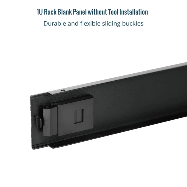 Alt view image 6 of 7 - 5 Pack 1U Rack Blank Panel, Cold Rolled Steel Rack Panel, Rack Mount Plate for 19 in Server Rack Enclosure or Network Cabinet, Snap-in Type Mounting, Black
