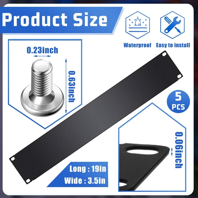 Alt view image 3 of 7 - 10 Pcs 2U Rack Mount Blank Panel Black for 19 Inch Server Rack | Metal Filler Panel, Server Rack Accessory, Network Enclosure, Cabinet Mount, Cable Management, Rack Space Cover