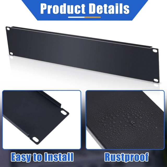 Alt view image 6 of 7 - 10 Pcs 2U Rack Mount Blank Panel Black for 19 Inch Server Rack | Metal Filler Panel, Server Rack Accessory, Network Enclosure, Cabinet Mount, Cable Management, Rack Space Cover