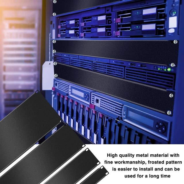 Alt view image 6 of 7 - 4 Pack 1U/2U/3U/4U Blank Panel 1U Blanking Panel Metal Disassembled Blank Panel Rack Mount Filler Panel for Server Rack Enclosure or Network Cabinet, Black, 4 Size