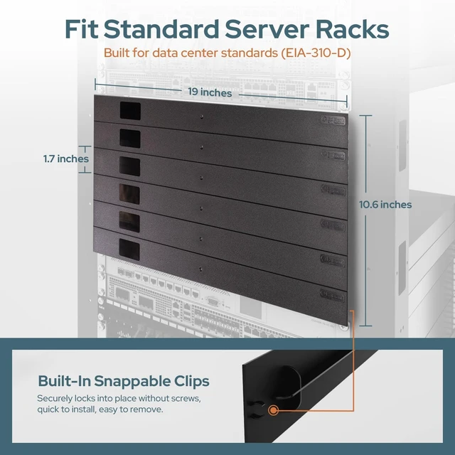 Alt view image 3 of 6 - 19" Black EZIBLANK Blanking Panels - 2 Sheets of 6RU Panels Per Box - Easy, Tool-Less Installation
