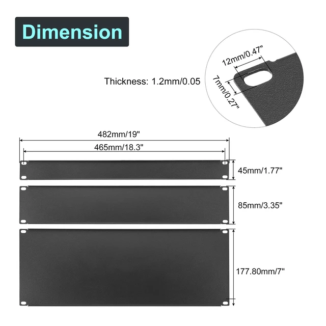 Alt view image 2 of 5 - 6 Pcs 1U,2U,4U Blank Panel Metal Rack Mount, 19 Inches, Filler Panel Mount Spacer Rack Blanking Panel Kit for Enclosure Server Rack Cabinet Black