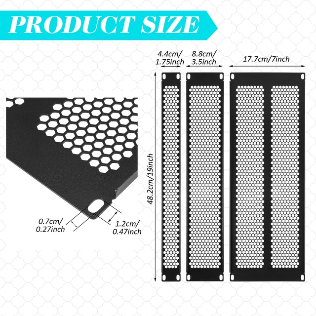 Alt view image 3 of 6 - 6 Pcs 1 U, 2 U, 4 U Blank Panel Metal Rack | Mount Venting Blank Panel 19 Inches Black Rack Blanking Blind Panels for Server Network Racks Enclosure or Cabinet