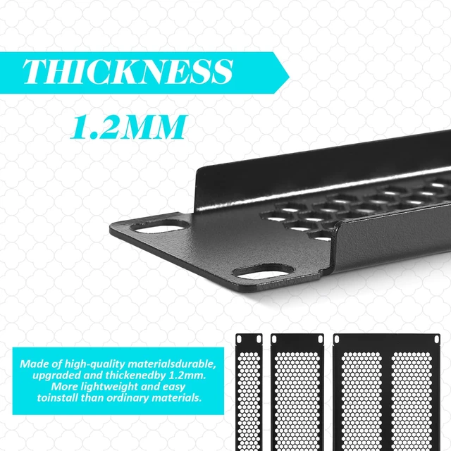 Alt view image 4 of 6 - 6 Pcs 1 U, 2 U, 4 U Blank Panel Metal Rack | Mount Venting Blank Panel 19 Inches Black Rack Blanking Blind Panels for Server Network Racks Enclosure or Cabinet