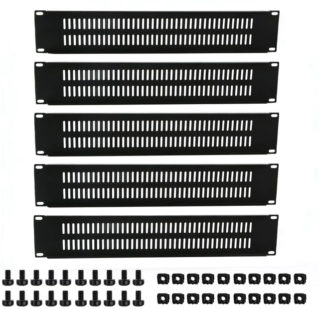 Main image of 2U Blank Panel with Venting-5 Pack Steel Blank Rack Mount Panel Spacer for 19in Server Rack Enclosure or Network Cabinet (2U Venting Panel)