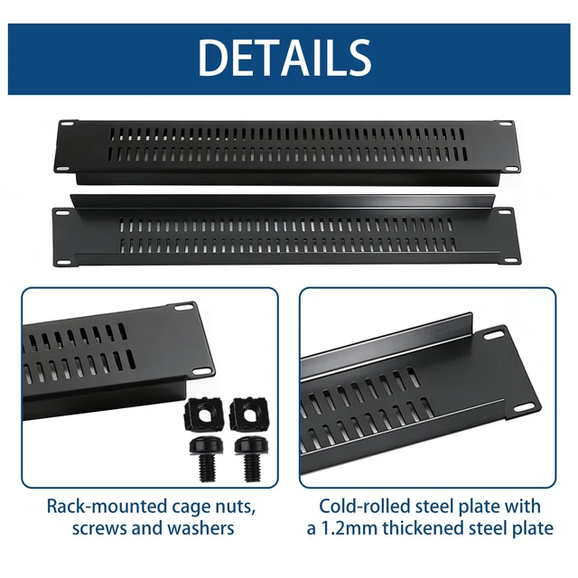 Alt view image 2 of 5 - 2U Blank Panel with Venting-5 Pack Steel Blank Rack Mount Panel Spacer for 19in Server Rack Enclosure or Network Cabinet (2U Venting Panel)