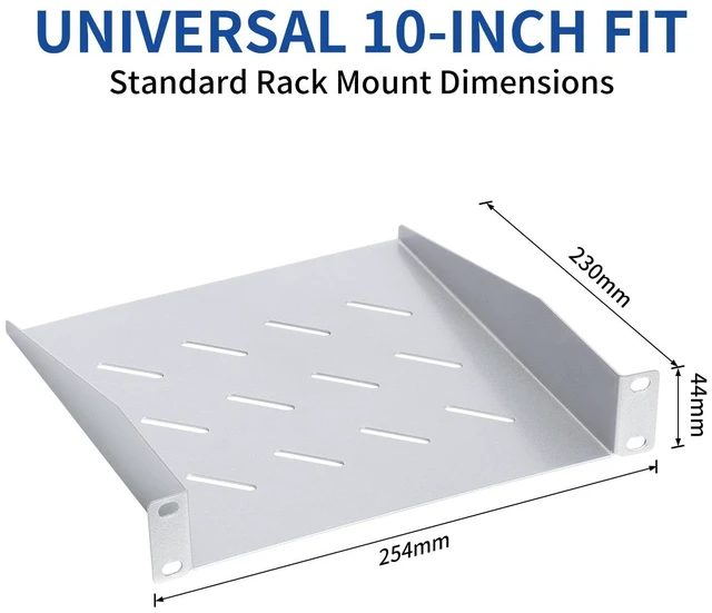 Alt view image 2 of 7 - 1U Server Rack Shelf, 10 Inch Vented Rack Mount Cantilever Tray, 2 Pack | Universal Vented Rack Mount Cantilever Tray for 10" Network Equipment Rack, 9.45" Deep Rack Mount Shelf Good Air Circulation