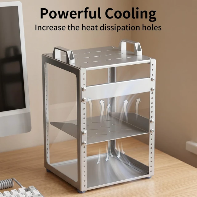 Alt view image 3 of 7 - 1U Server Rack Shelf, 10 Inch Vented Rack Mount Cantilever Tray, 2 Pack | Universal Vented Rack Mount Cantilever Tray for 10" Network Equipment Rack, 9.45" Deep Rack Mount Shelf Good Air Circulation