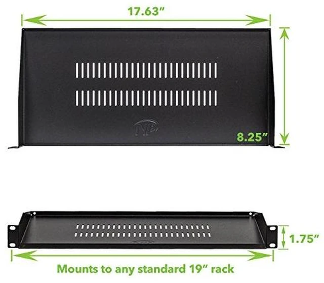 Alt view image 2 of 3 - Cantilever Server Shelf Vented Shelves Rack Mount 19 Inch 1U Black 8 Inches (210mm) deep