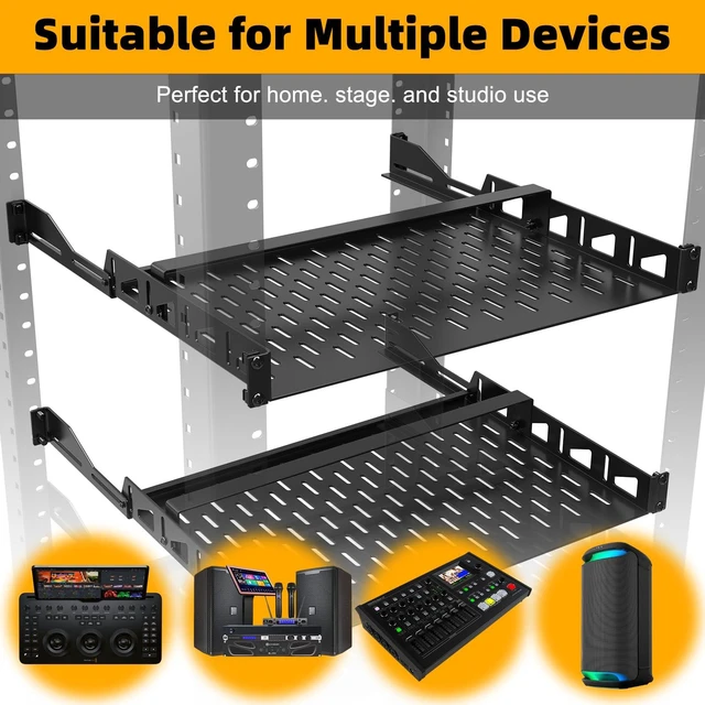 19 Inch Rack Extrusion 2-Pack 1U Rack Shelf,19 inch Rack Shelf,Universal Vented Rack Mount-16 ...