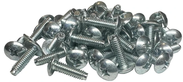 Main image of #3 12-24 Phillips Zinc Rack Screws 50 Pack - USA Made | 50-pack of USA-made 12-24 zinc pilot point truss head rack screws for stripped-rail preventative mounting.