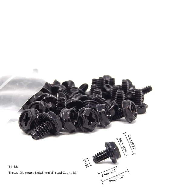 Alt view image 2 of 7 - 100PCS 6#-32x6 Hex Phillips Head Replacement PC Computer Case Mounting Screws Fastener for Building Repairing and Maintaining Computer Systems (Black Zinc)