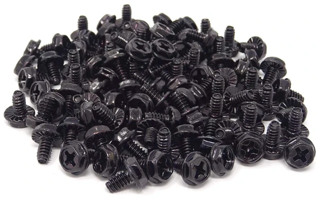 Main image of 100PCS 6#-32x6 Hex Phillips Head Replacement PC Computer Case Mounting Screws Fastener for Building Repairing and Maintaining Computer Systems (Black Zinc)