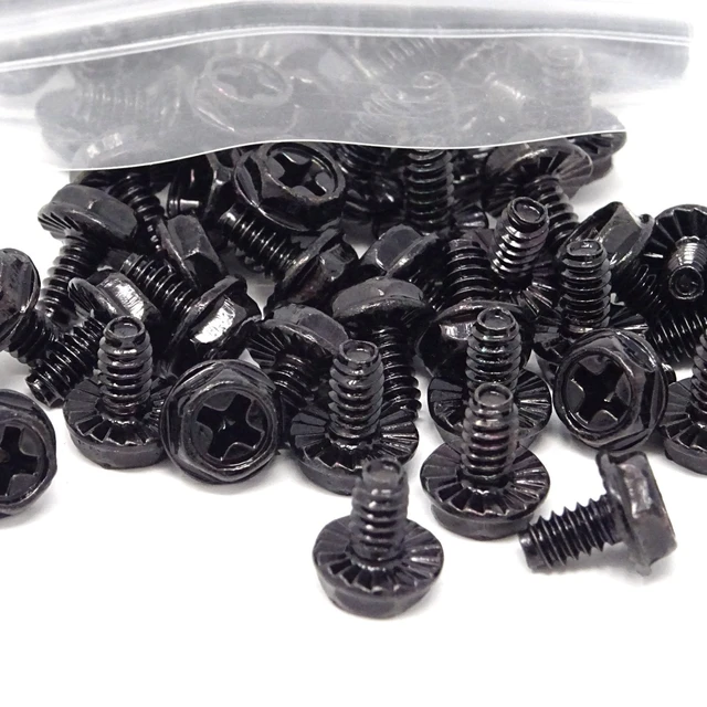 Alt view image 4 of 7 - 100PCS 6#-32x6 Hex Phillips Head Replacement PC Computer Case Mounting Screws Fastener for Building Repairing and Maintaining Computer Systems (Black Zinc)