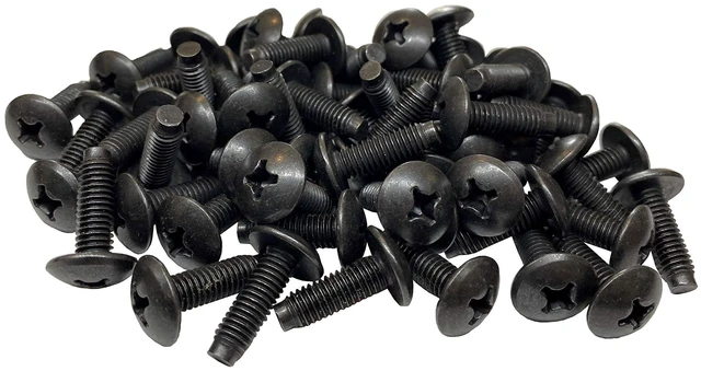 Main image of M6 Truss Rack Screws | Black | 50 Pack | USA-made 50-pack of M6 rack screws. Hardened steel with pilot points prevents stripping in server racks.