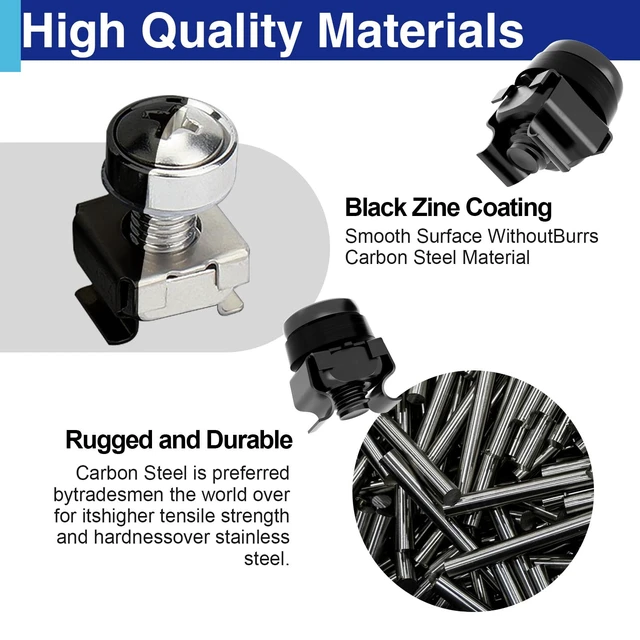 Alt view image 4 of 7 - 50PCS M6 x 16mm Rack Mount Screws and Cage Nuts with Washers | For server racks, network cabinets and equipment mounting