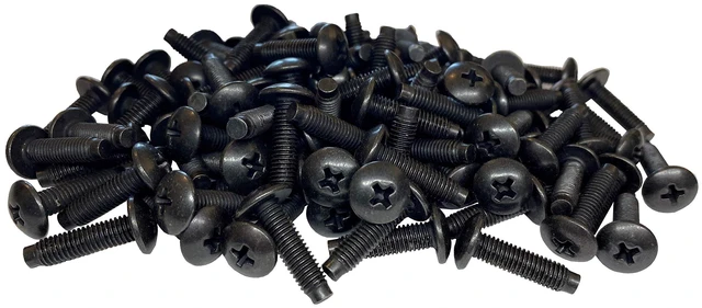 Main image of M5 Truss Rack Screws | Black | 100 Pack | USA-made 100-pack of M5 rack screws. Hardened steel with pilot points prevents stripping in server racks.