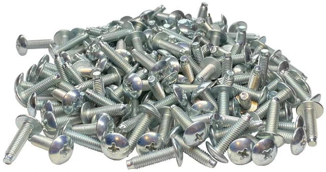 Main image of 10-32 Truss Rack Screws | Zinc | 100 Pack | USA-made 10-32 zinc pilot-point rack screws. Hardened steel with corrosion resistance prevents stripping and cross-threading