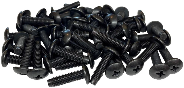 Main image of M5 Truss Rack Screws | Black | 50 Pack | USA-made 50-pack of M5 rack screws. Hardened steel with pilot points prevents stripping in server racks.