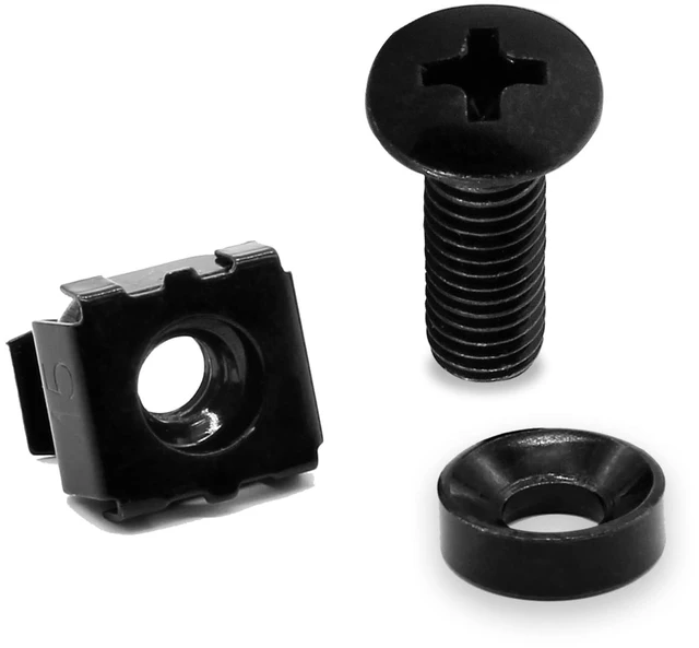 Main image of 30 Pcs M5 x 16mm Rack Screws and Cage Nuts, Black | Computer Rack Mount Cage Screws & Nuts & Washers for Server Console Mounting, Rack Mount, Cabinets