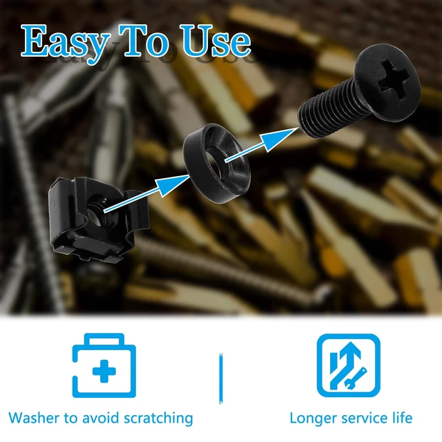 Alt view image 4 of 7 - 30 Pcs M5 x 16mm Rack Screws and Cage Nuts, Black | Computer Rack Mount Cage Screws & Nuts & Washers for Server Console Mounting, Rack Mount, Cabinets