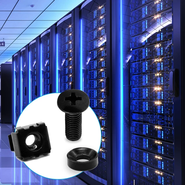 Alt view image 7 of 7 - 30 Pcs M5 x 16mm Rack Screws and Cage Nuts, Black | Computer Rack Mount Cage Screws & Nuts & Washers for Server Console Mounting, Rack Mount, Cabinets