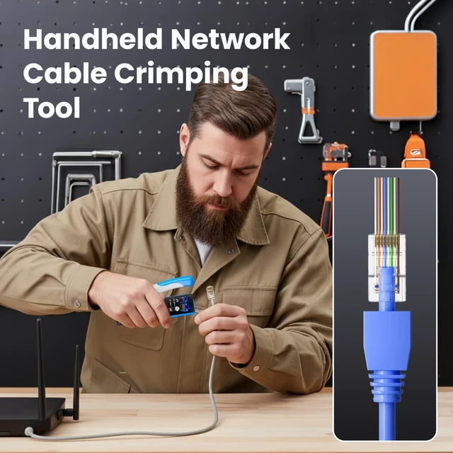 Alt view image 6 of 7 - RJ45 Crimp Tool Kit Pass Through, Ethernet Crimping Tool for Cat5/5e/6/7, Includes 50-Pack Cat6 Pass Thru Connectors and 50-Pack Boots