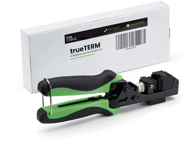 Main image of 90 Degree RJ45 Keystone Jack Termination Tool, Cat5e/Cat6/Cat6A UTP Ethernet Cable EZ Termination Punch Down for trueCABLE Unshielded Keystone Jacks
