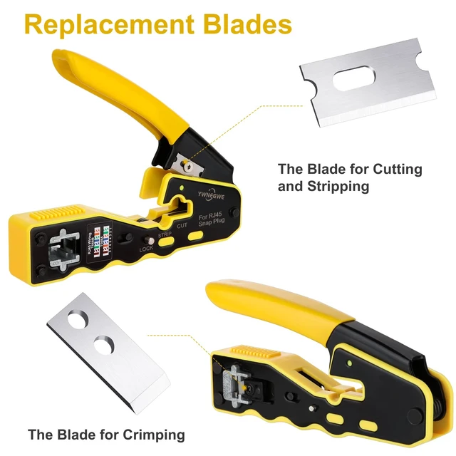 Alt view image 7 of 7 - RJ45 Pass Through Crimp Tool Kit for Cat5e/Cat6/Cat6a, 2 Blades Included | All-In-One Ethernet Crimping Tool,Pass Through Technology,Mini Design,Good Workmanship,Long Lasting for Use