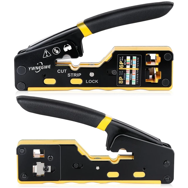 Alt view image 5 of 6 - RJ45 Crimp Tool Kit Pass Through Cat5/Cat5e/Cat6 Crimping Tool, 2PCS Blades Ethernet Crimper for Cat5 Cat5e Cat6 Pass Through Modular Plugs, All-In-One RJ45 Crimper Kit, Good Workmanship, Easy to Use