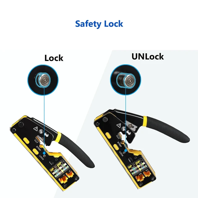 Alt view image 4 of 6 - RJ45 Pass Through Crimp Tool All-in-One Network Tool Stripper Cutter 8P 6P | Crimping Crimper Cat5 Cat6 Cat7 Cat8 Wire Cutter for 4P 6P 8P Connector RJ11/12 6P2C,6P4C,6P6C for Telephone ADLS modulator