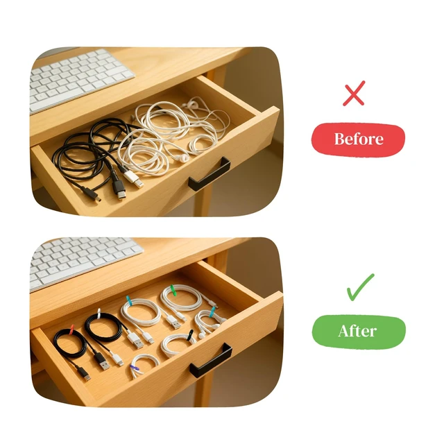 Alt view image 6 of 7 - Magnetic Cable Management Organizer | 12 Pack Reusable Cable Ties & Cord Holder with Magnetic Clips | Silicone Cable Ties & Cord Keeper for Smart Home Gadgets, Assorted Colors