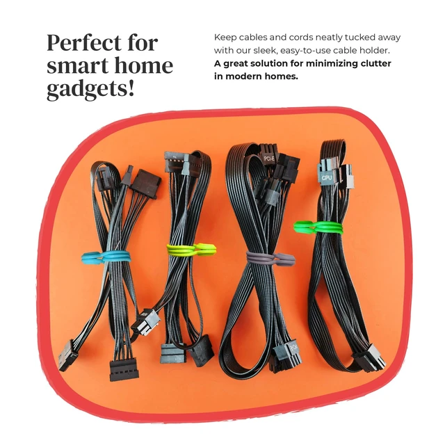 Alt view image 7 of 7 - Magnetic Cable Management Organizer | 12 Pack Reusable Cable Ties & Cord Holder with Magnetic Clips | Silicone Cable Ties & Cord Keeper for Smart Home Gadgets, Assorted Colors
