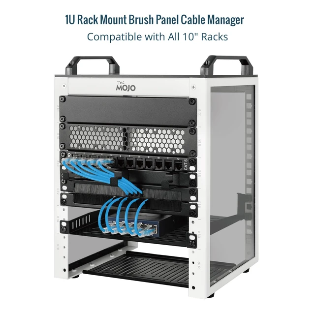 Alt view image 4 of 7 - 2 Pack 0.5U Cable Management Brush Panel for 10" Server Rack, Rack Mount Cable Organizer for Network Cabinet, Black