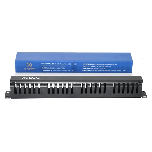 Alt view image 2 of 6 - 1U Cable Management for Racks & Server Cabinets Managing Cord & Wire, Cable Raceway for 19 Rack Mount 24 Slots Large 2.8 Inches Capacity Black