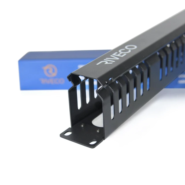 Alt view image 4 of 6 - 1U Cable Management for Racks & Server Cabinets Managing Cord & Wire, Cable Raceway for 19 Rack Mount 24 Slots Large 2.8 Inches Capacity Black