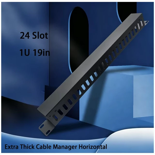 Alt view image 3 of 7 - 2 Pack 1U 19 Inch Cable Manager Horizontal Rack Mount, 24 Slot | 24 Slot Wire Management, Server Rack Management, Metal Finger Duct Wire Organizer, With Mounting Screws