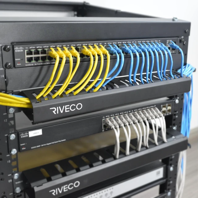 Alt view image 6 of 6 - 1U Cable Management for Racks & Server Cabinets Managing Cord & Wire, Cable Raceway for 19 Rack Mount 24 Slots Large 2.8 Inches Capacity Black