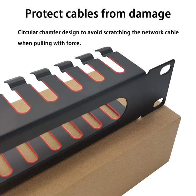 Alt view image 5 of 7 - 2 Pack 1U 19 Inch Cable Manager Horizontal Rack Mount, 24 Slot | 24 Slot Wire Management, Server Rack Management, Metal Finger Duct Wire Organizer, With Mounting Screws