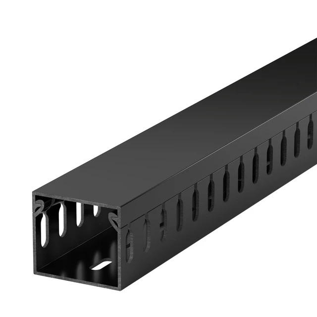 Alt view image 7 of 7 - 1.4"H x 1.6"W Cable Raceway, 66in Under Desk Wire Management Channel, Black Slotted Wire Duct,4Pack, 16.5in Each, Heavy-Duty PVC Cable Management for Server Racks, Network Cables & Electrical Cabinets