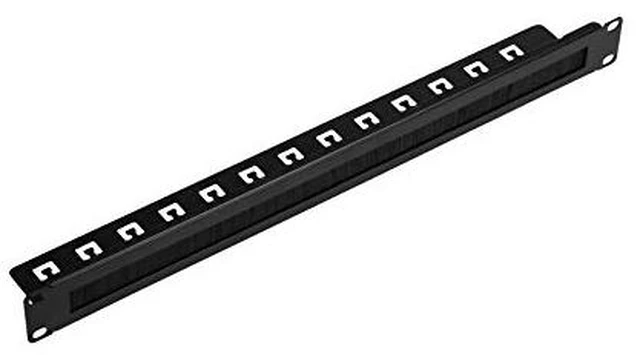 Main image of 1U Rack Mount Cable Management Panel with Tidy Brush Slot for Cable Entry for 19-Inch Rack Or Cabinet Black
