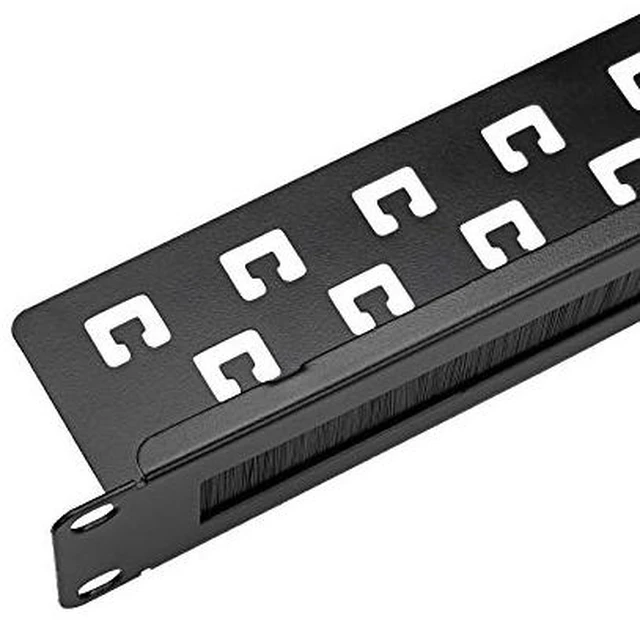 Alt view image 4 of 5 - 1U Rack Mount Cable Management Panel with Tidy Brush Slot for Cable Entry for 19-Inch Rack Or Cabinet Black